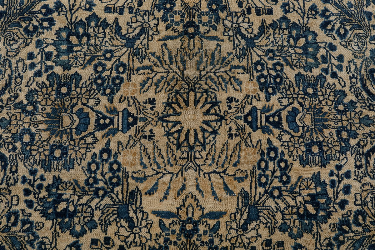 8x11 Ivory and Navy Persian Traditional Rug