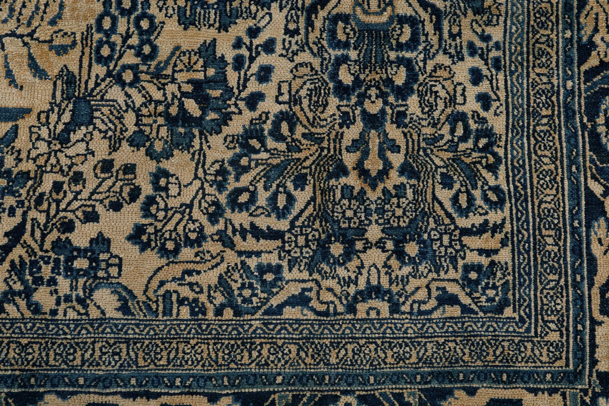 8x11 Ivory and Navy Persian Traditional Rug