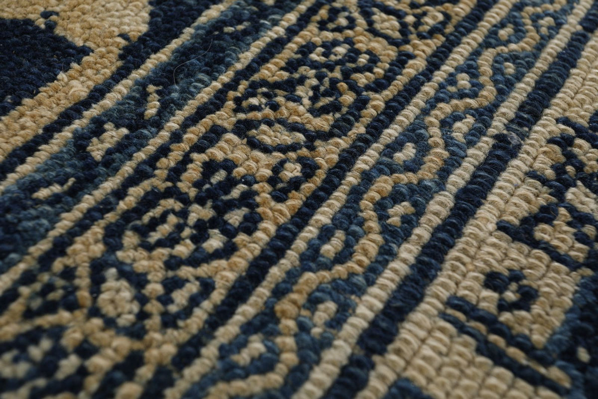 8x11 Ivory and Navy Persian Traditional Rug