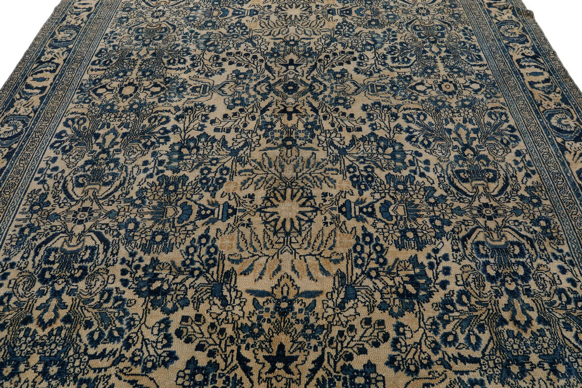 8x11 Ivory and Navy Persian Traditional Rug