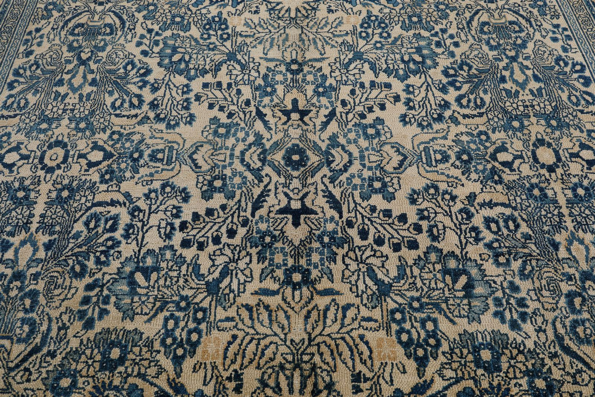 8x11 Ivory and Navy Persian Traditional Rug