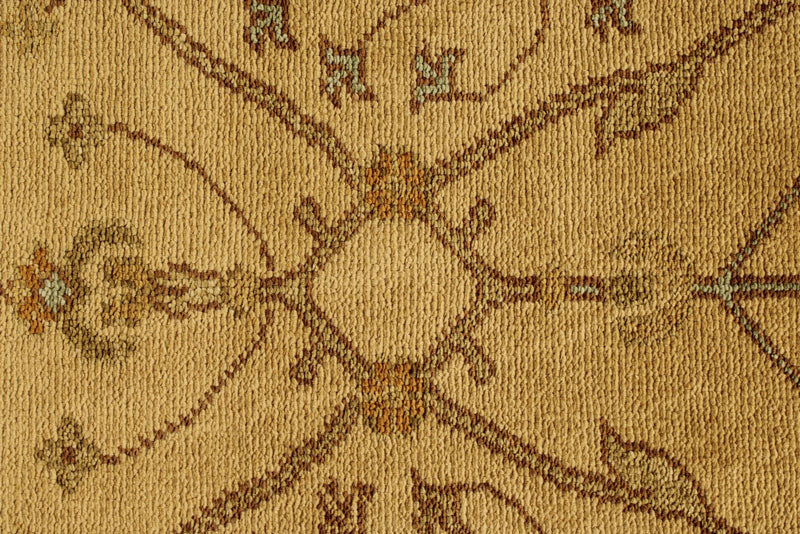 3x11 Beige and Green Turkish Oushak Runner