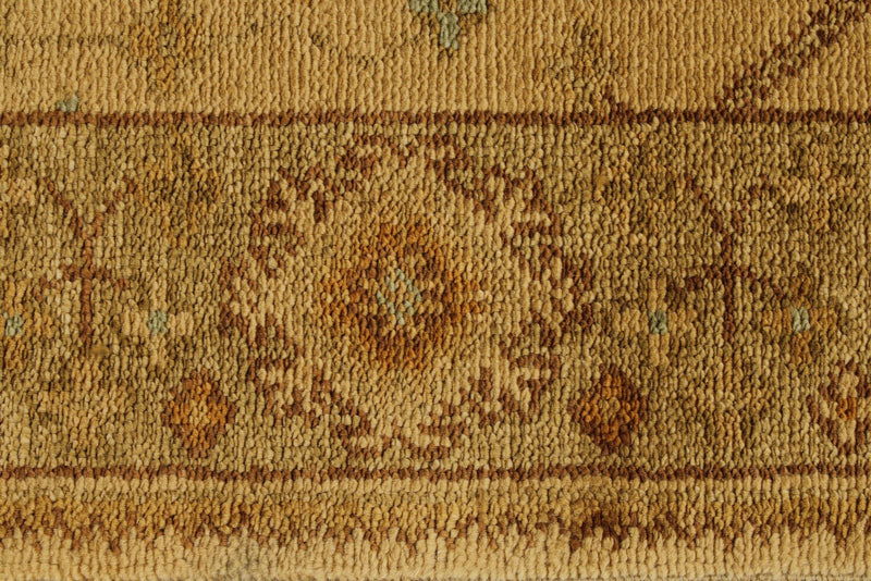 3x11 Beige and Green Turkish Oushak Runner
