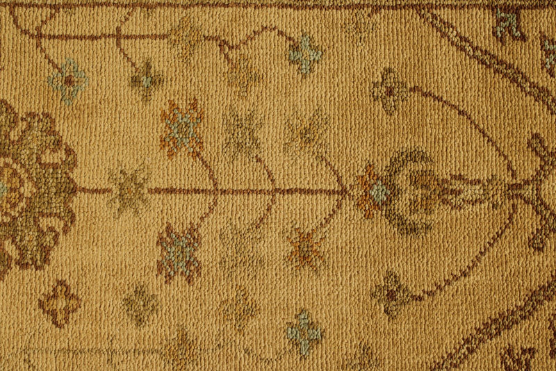 3x11 Beige and Green Turkish Oushak Runner