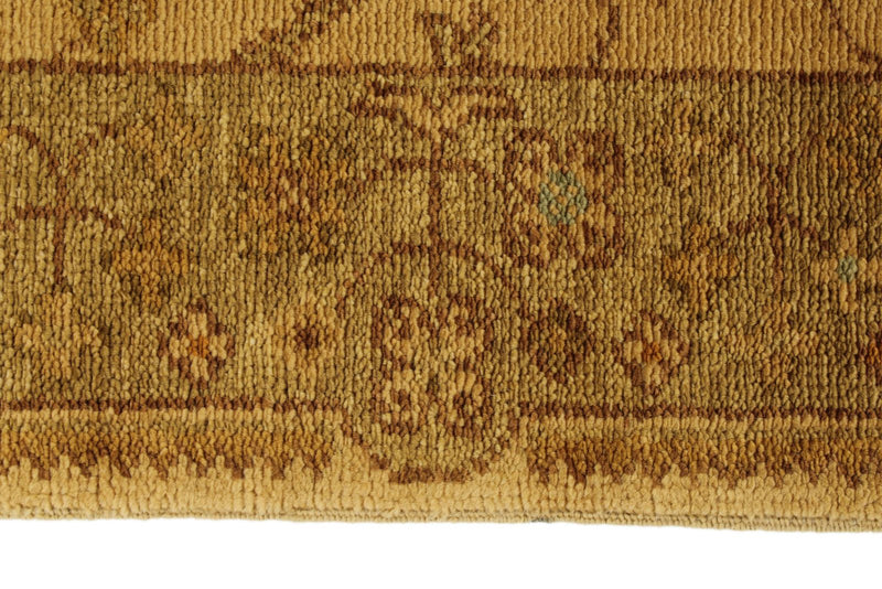 3x11 Beige and Green Turkish Oushak Runner