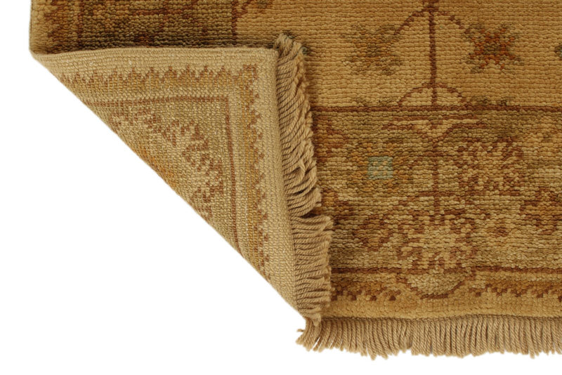 3x11 Beige and Green Turkish Oushak Runner