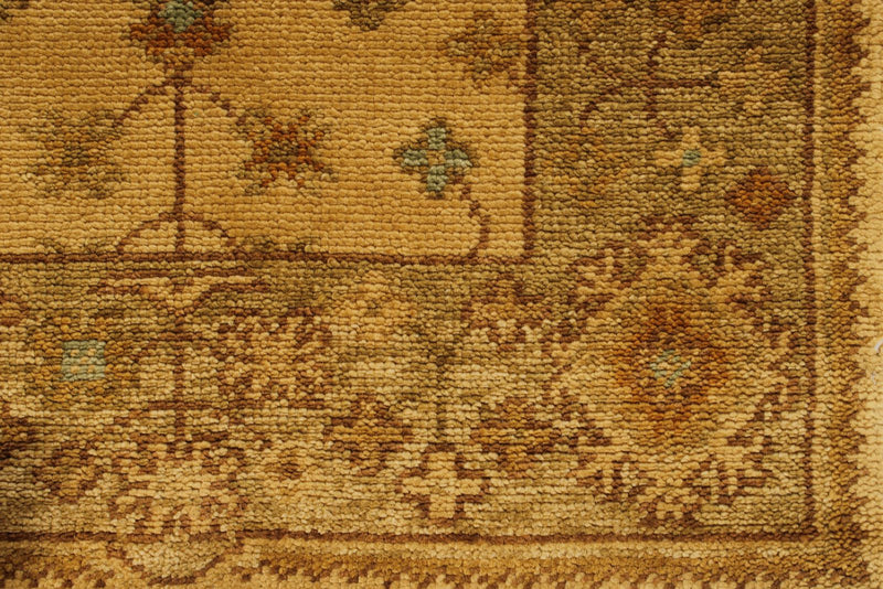 3x11 Beige and Green Turkish Oushak Runner