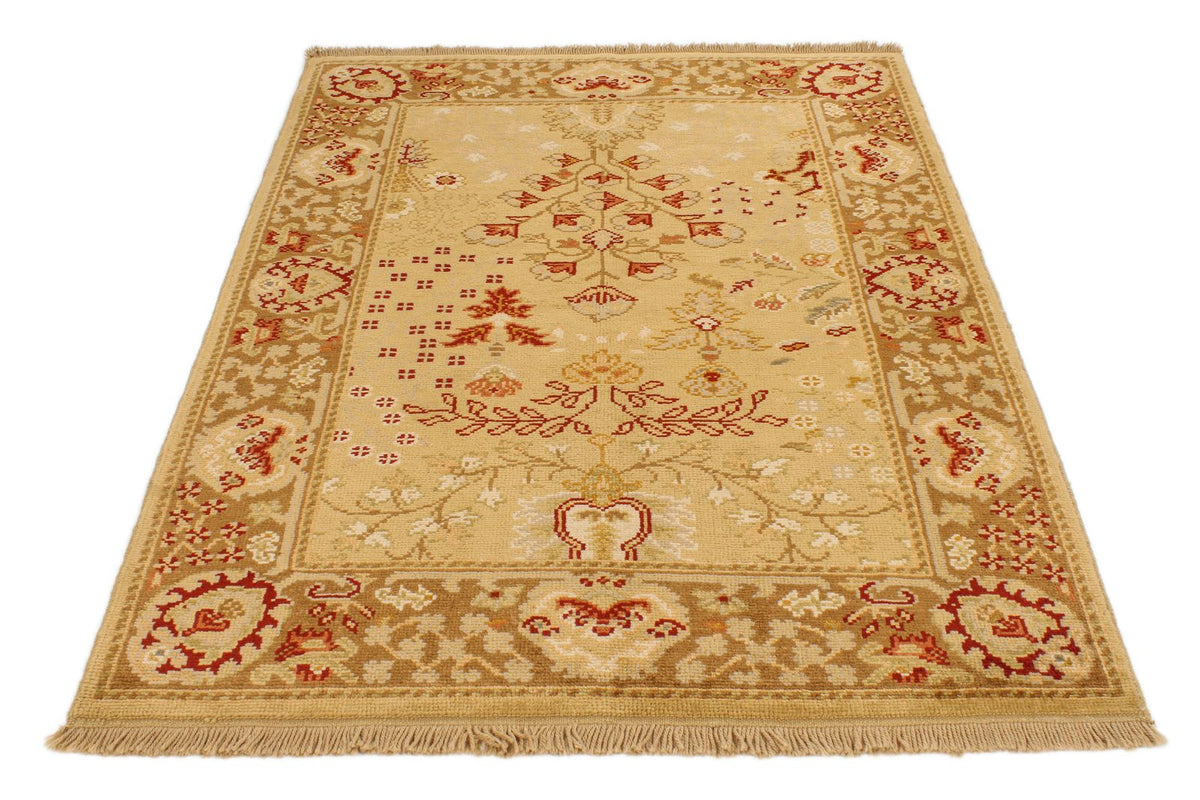4x6 Beige and Brown Turkish Oushak Rug
