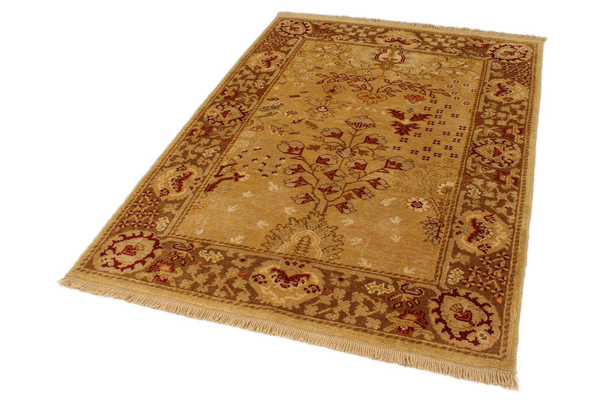 4x6 Beige and Brown Turkish Oushak Rug