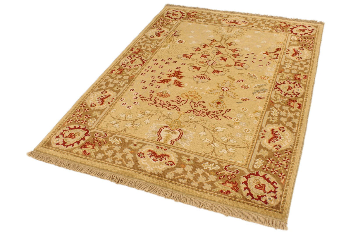 4x6 Beige and Brown Turkish Oushak Rug