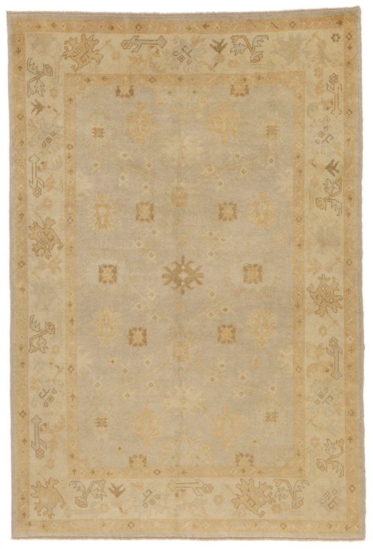 7x10 Gray and Ivory Turkish Oushak Rug