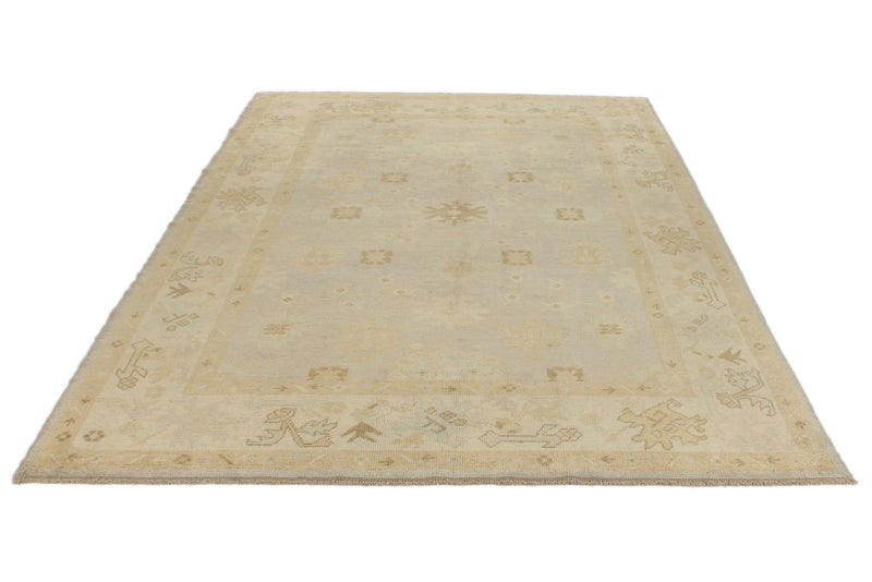 7x10 Gray and Ivory Turkish Oushak Rug