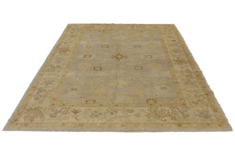 7x10 Gray and Ivory Turkish Oushak Rug