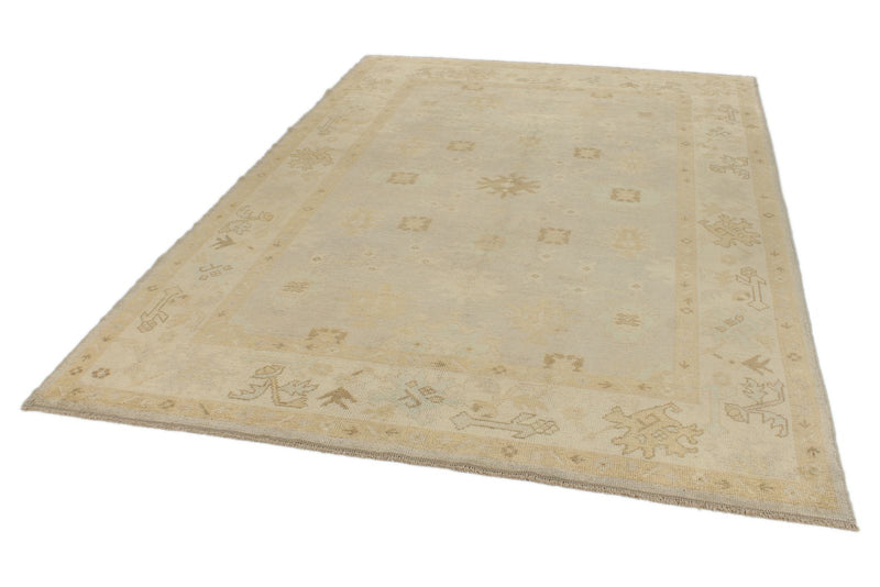 7x10 Gray and Ivory Turkish Oushak Rug