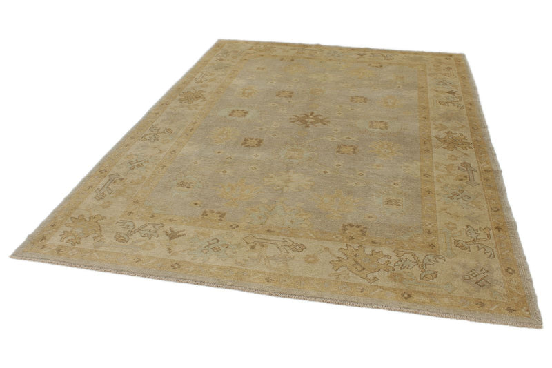 7x10 Gray and Ivory Turkish Oushak Rug
