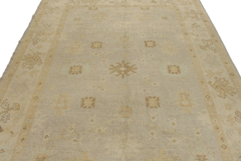 7x10 Gray and Ivory Turkish Oushak Rug