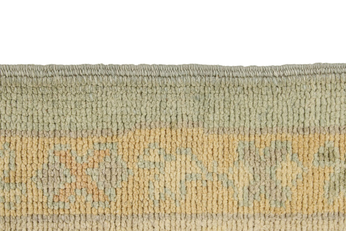 7x9 Green and Gold Turkish Oushak Rug