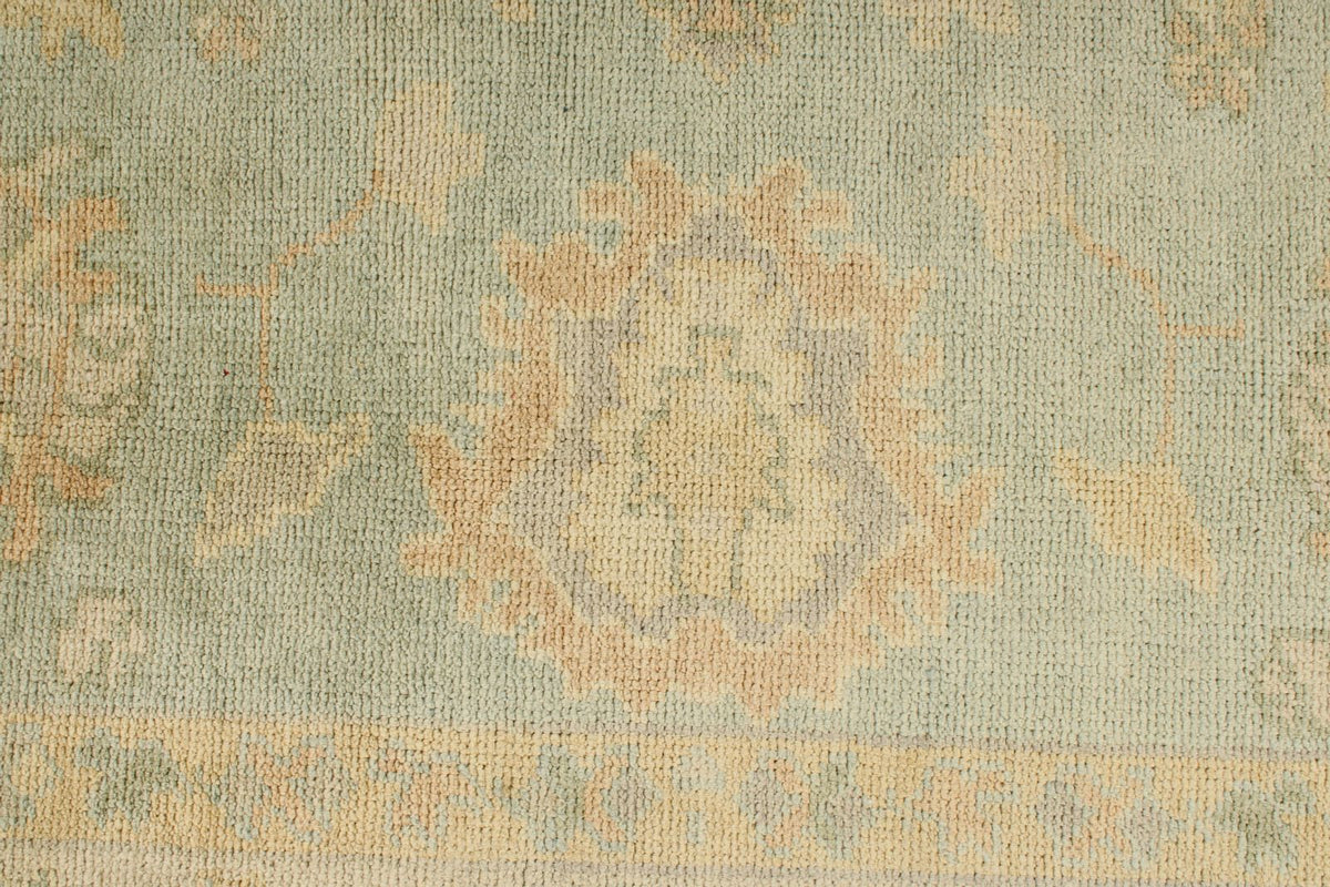 7x9 Green and Gold Turkish Oushak Rug
