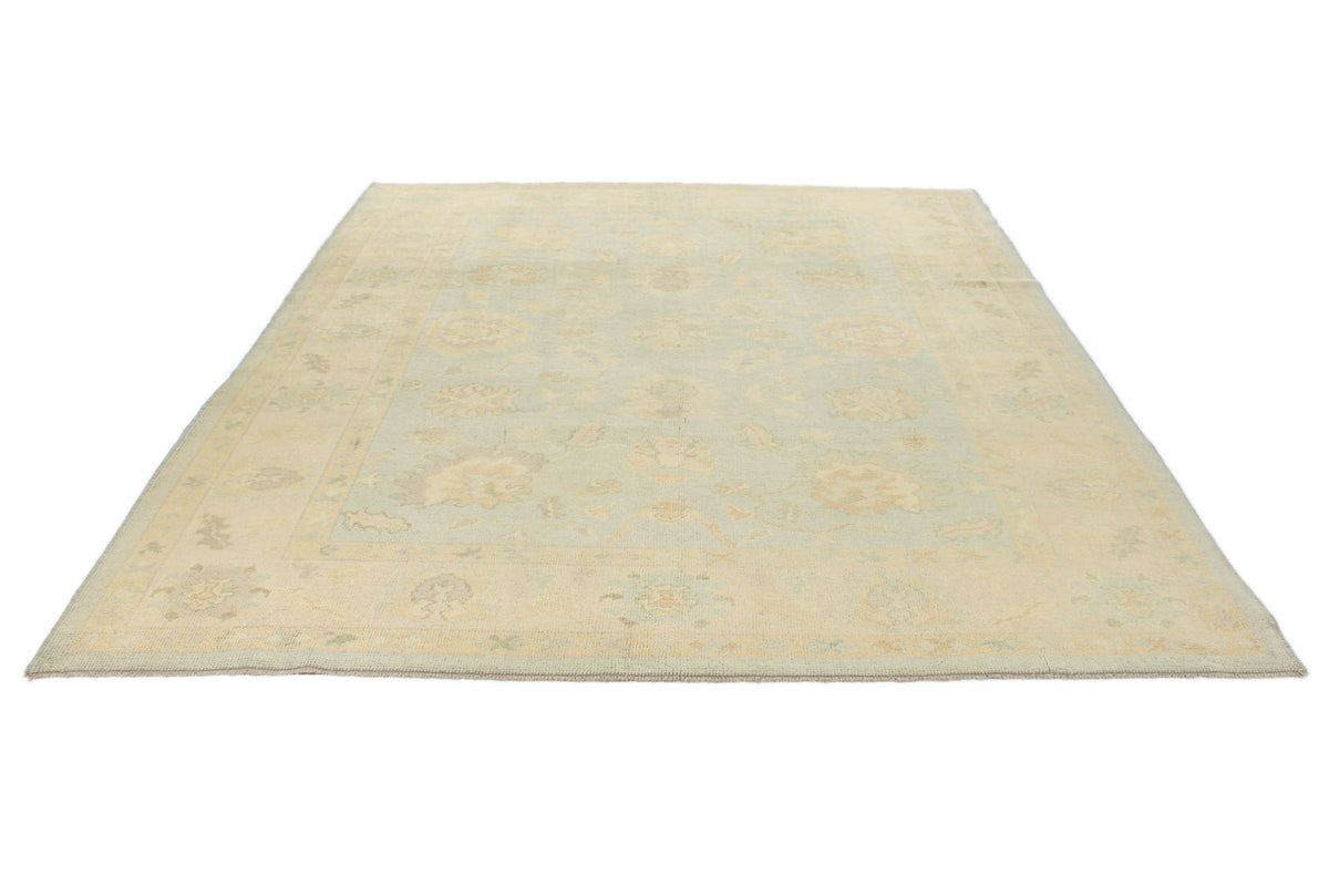 7x9 Green and Gold Turkish Oushak Rug