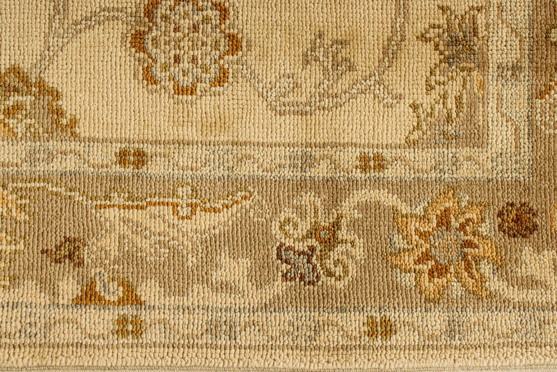 5x6 Ivory and Brown Turkish Oushak Rug