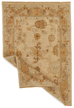 5x6 Ivory and Brown Turkish Oushak Rug