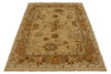 5x6 Ivory and Brown Turkish Oushak Rug