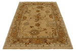 5x6 Ivory and Brown Turkish Oushak Rug