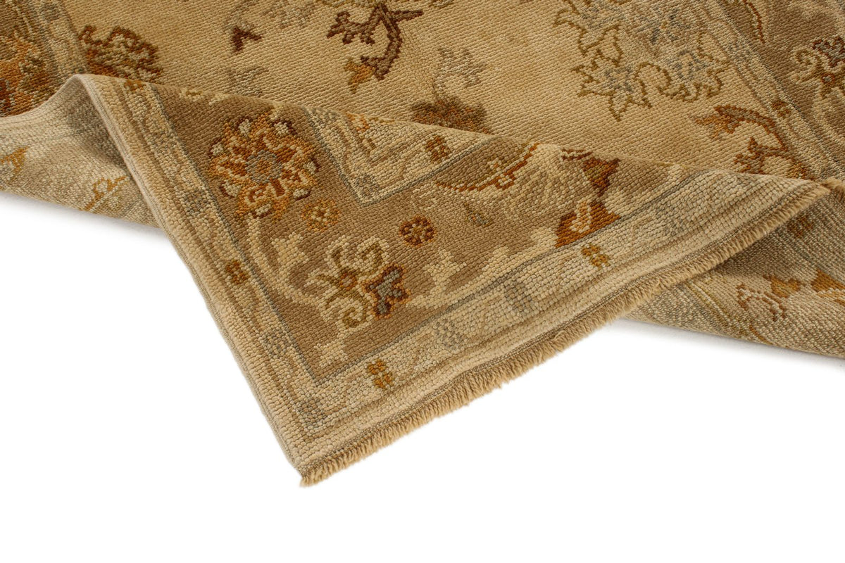 5x6 Ivory and Brown Turkish Oushak Rug