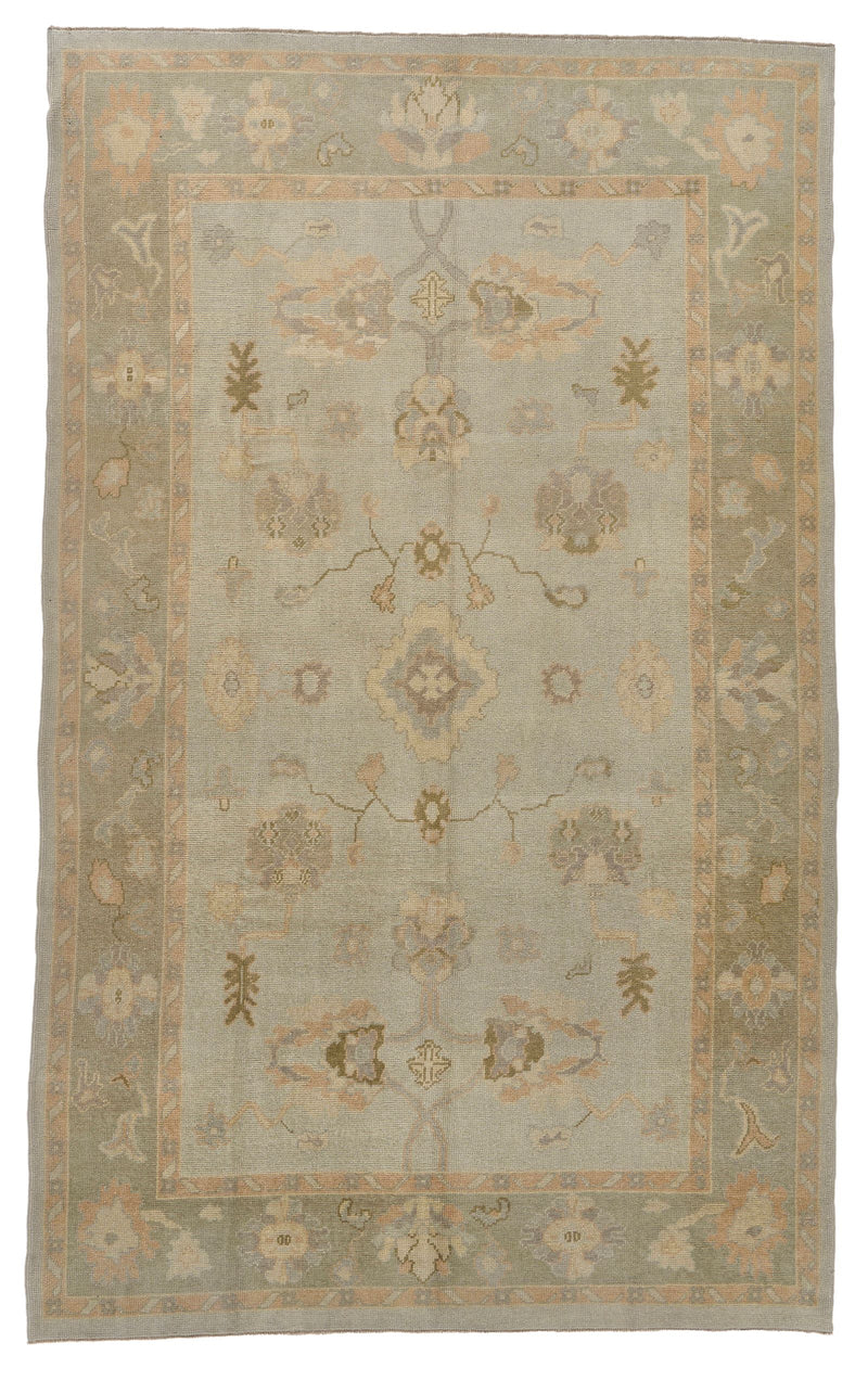 7x11 Gray and Green Turkish Oushak Rug