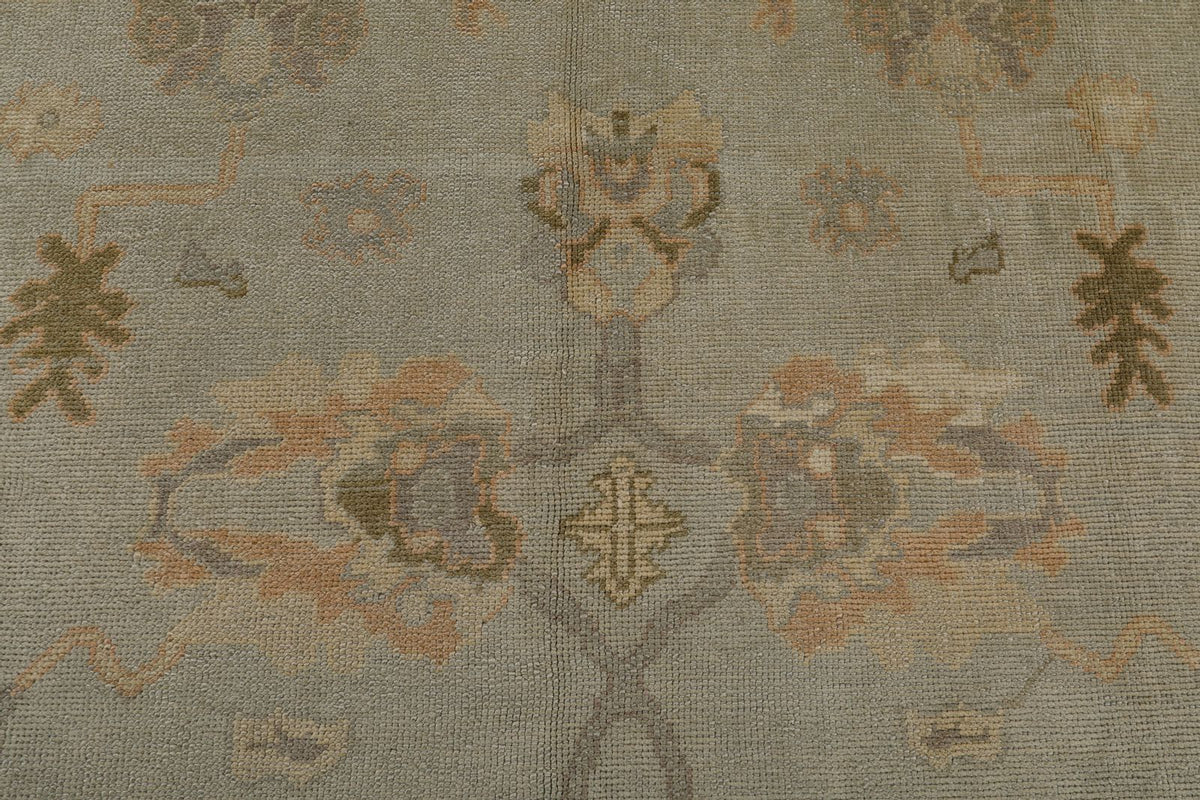 7x11 Gray and Green Turkish Oushak Rug