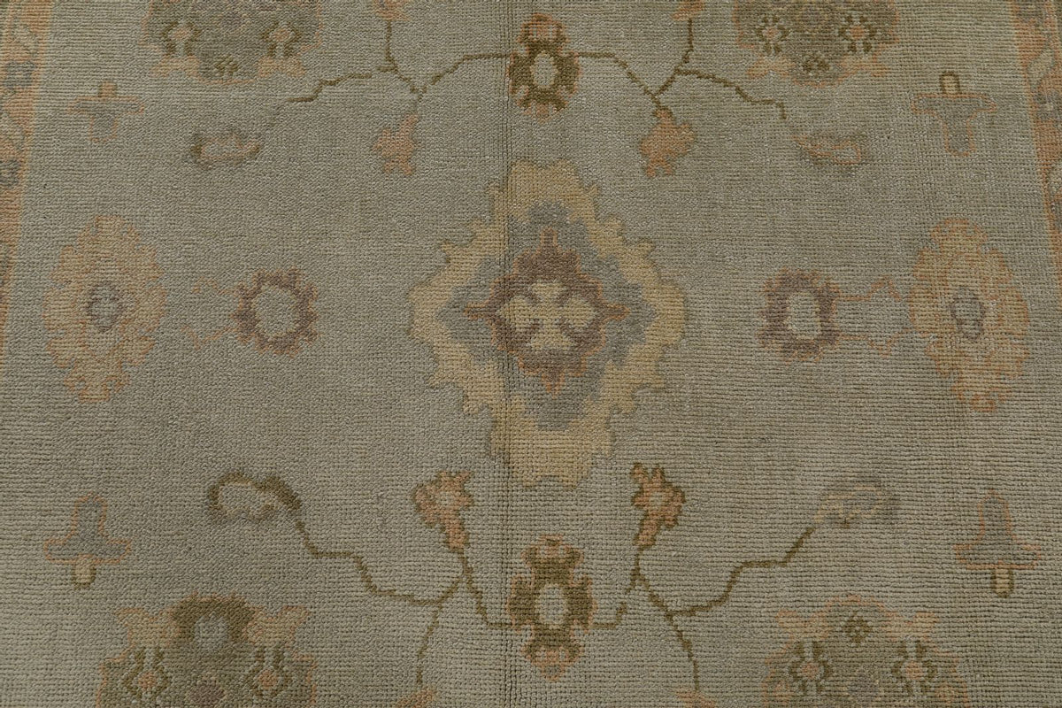 7x11 Gray and Green Turkish Oushak Rug
