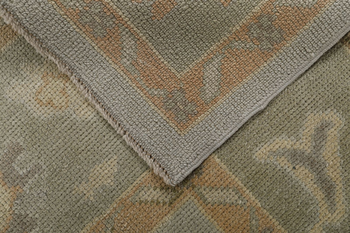 7x11 Gray and Green Turkish Oushak Rug