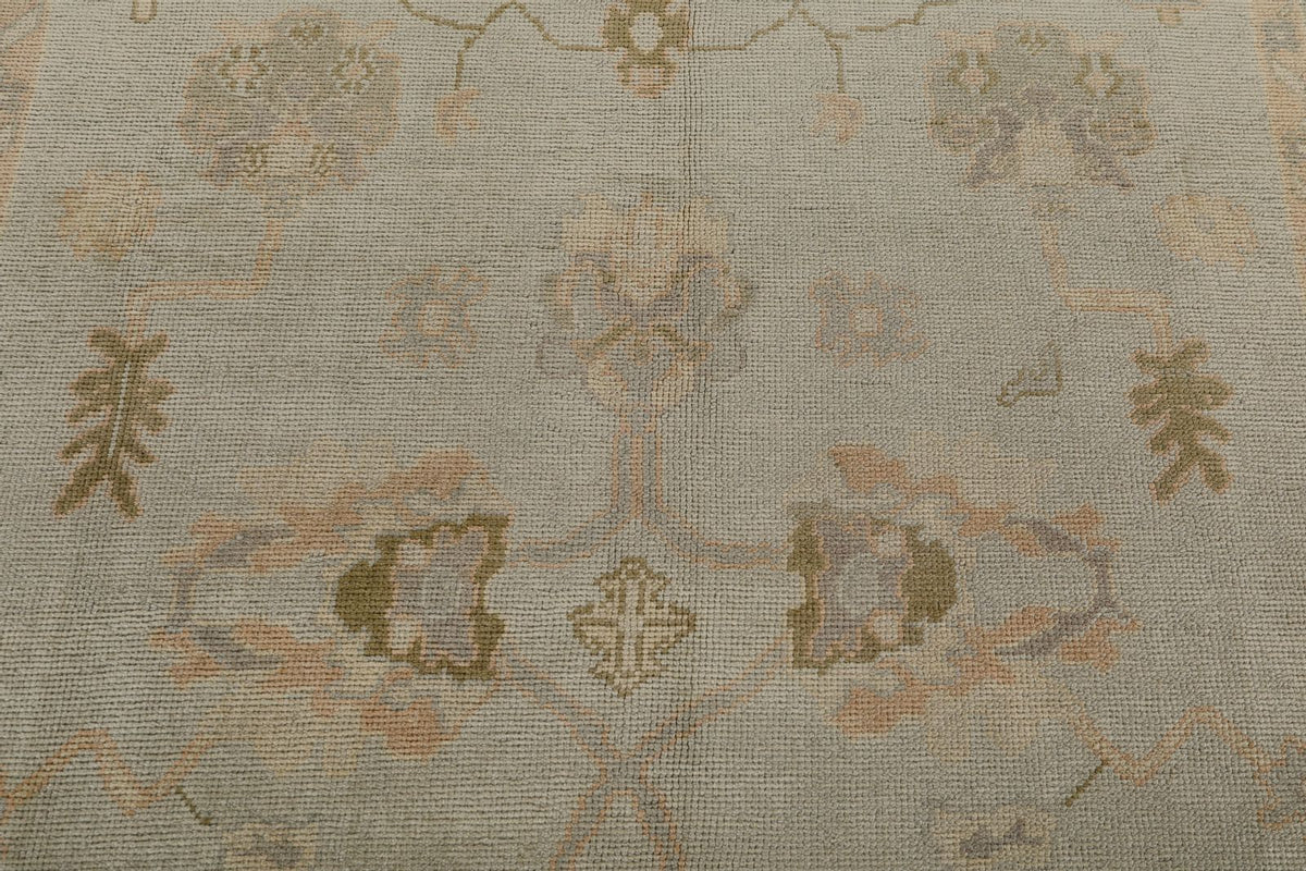 7x11 Gray and Green Turkish Oushak Rug