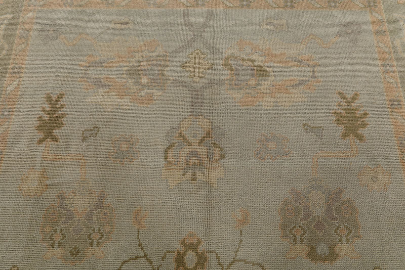 7x11 Gray and Green Turkish Oushak Rug