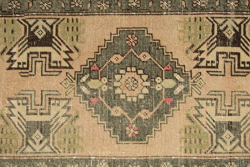 2x3 Beige and Brown Turkish Tribal Rug