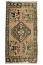 2x3 Beige and Brown Turkish Tribal Rug