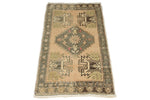 2x3 Beige and Brown Turkish Tribal Rug