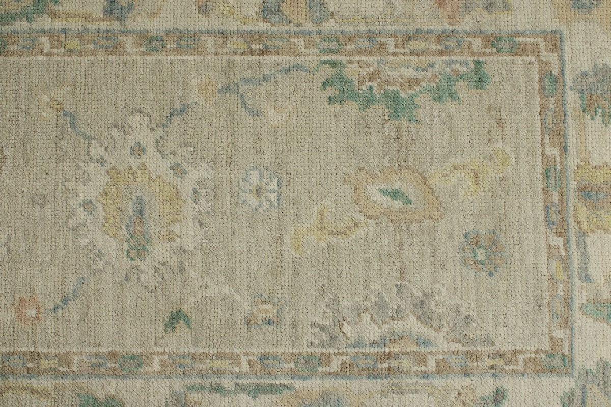 3x8 Beige and Ivory Turkish Oushak Rug Runner