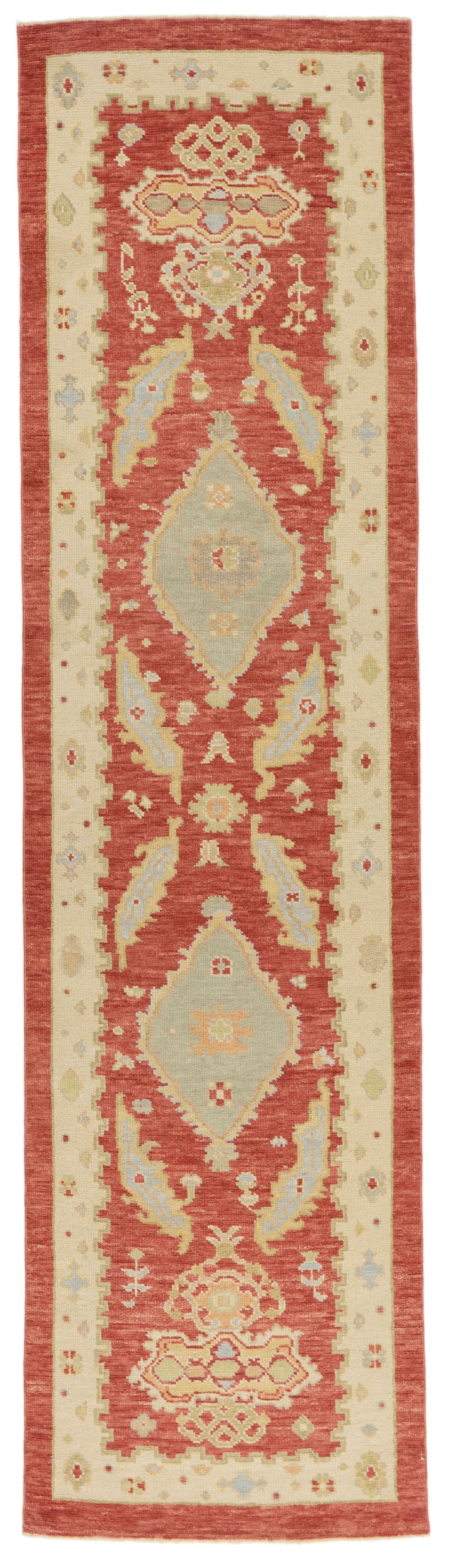 3x11 Red and Gold Turkish Oushak Rug Runner