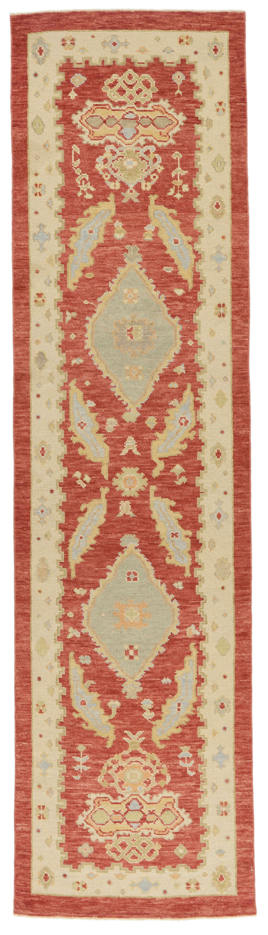 3x11 Red and Gold Turkish Oushak Rug Runner