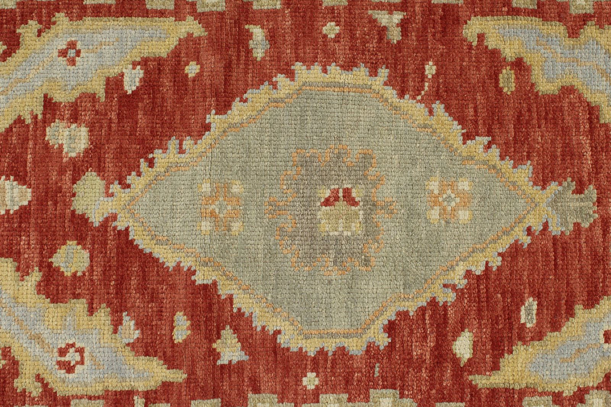3x11 Red and Gold Turkish Oushak Rug Runner