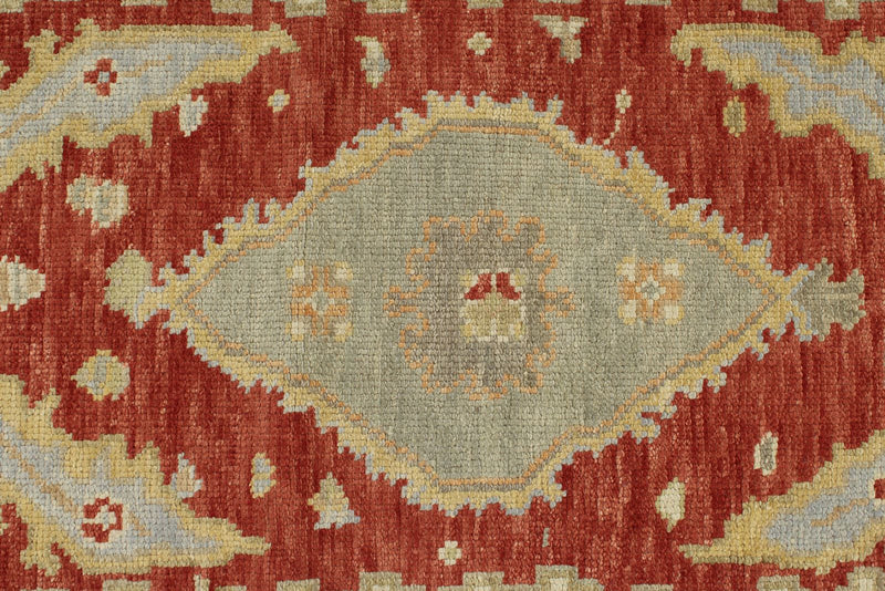 3x11 Red and Gold Turkish Oushak Rug Runner