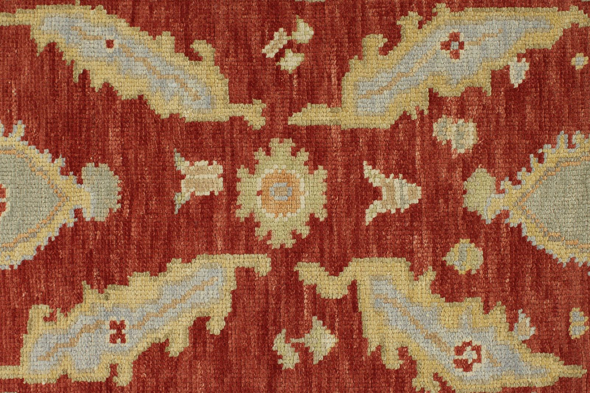 3x11 Red and Gold Turkish Oushak Rug Runner