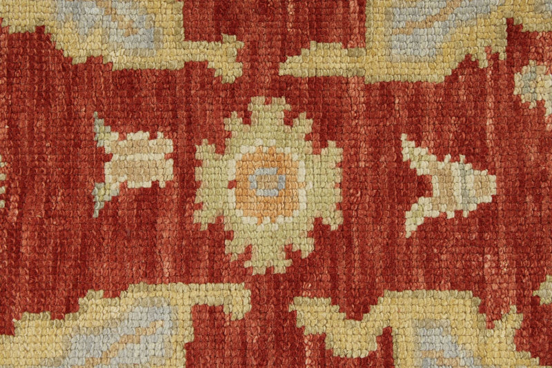 3x11 Red and Gold Turkish Oushak Rug Runner