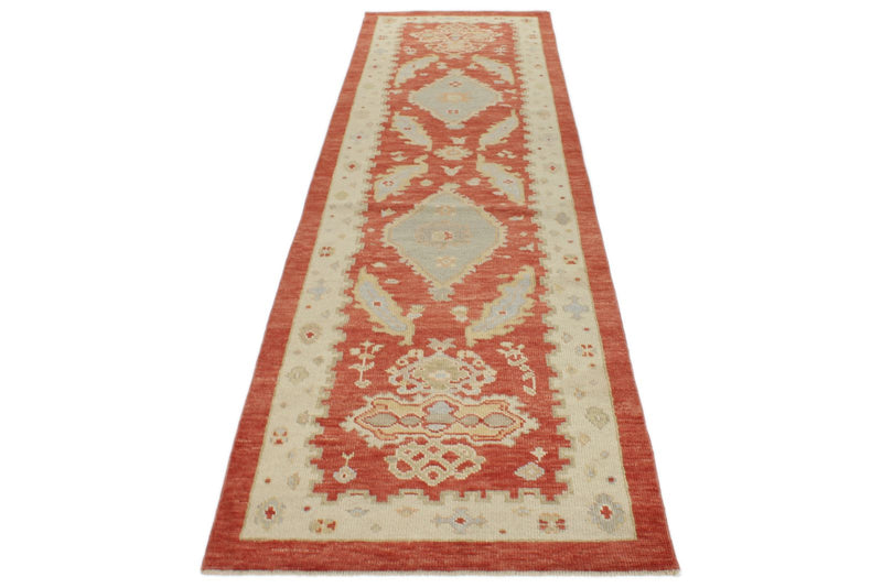 3x11 Red and Gold Turkish Oushak Rug Runner
