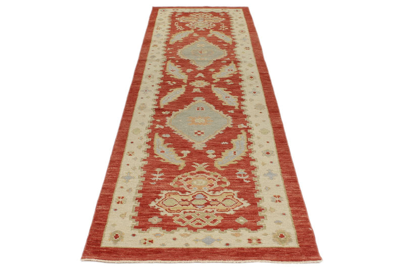 3x11 Red and Gold Turkish Oushak Rug Runner