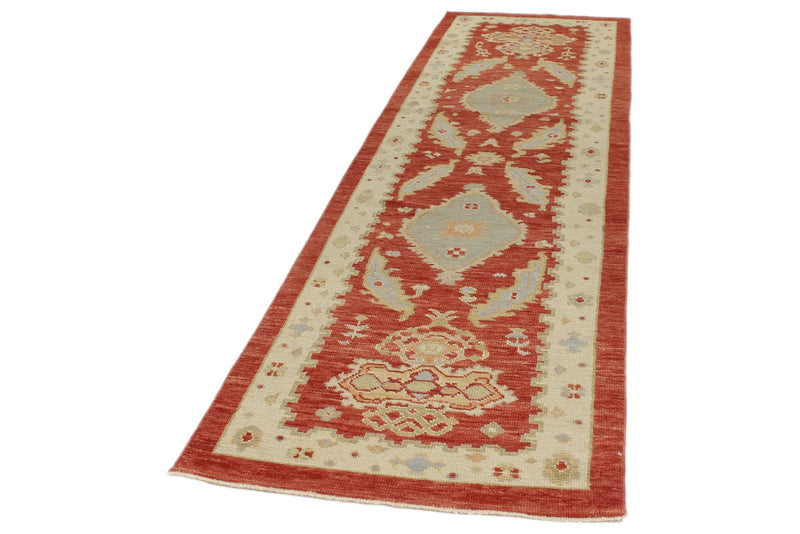 3x11 Red and Gold Turkish Oushak Rug Runner