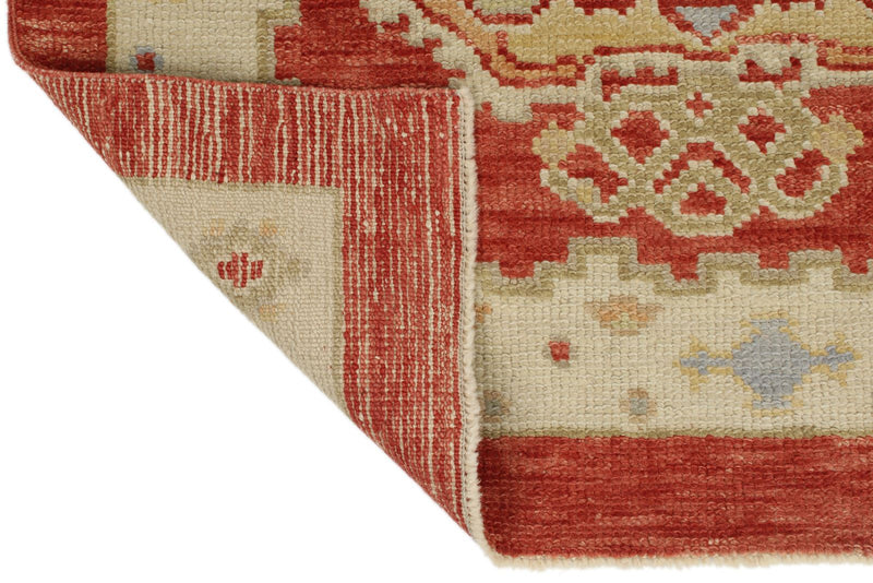 3x11 Red and Gold Turkish Oushak Rug Runner
