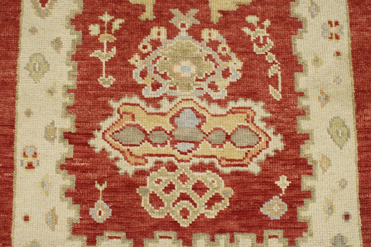 3x11 Red and Gold Turkish Oushak Rug Runner