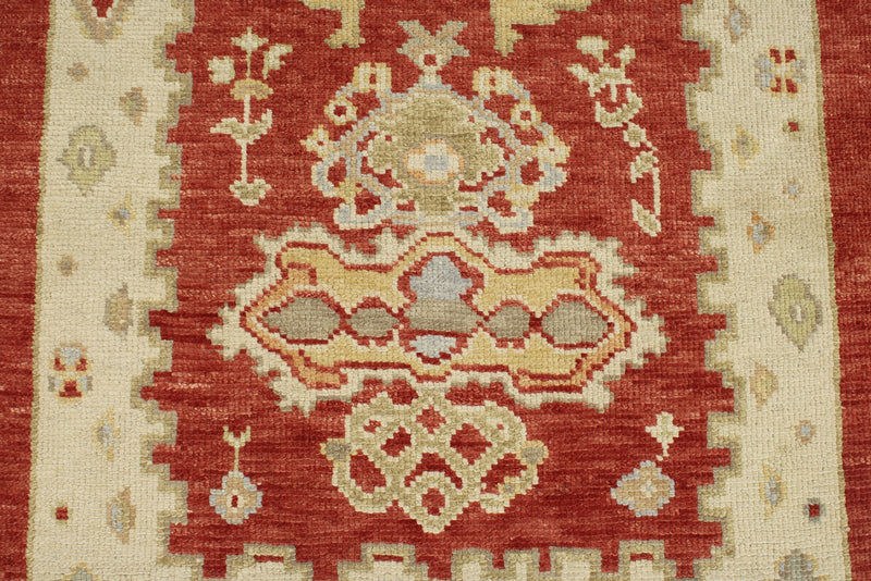 3x11 Red and Gold Turkish Oushak Rug Runner